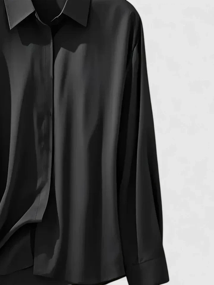 Women's Elegant Button-Down Collar Top Long Sleeve Relaxed Fit Versatile Casual Chic – Melvaya