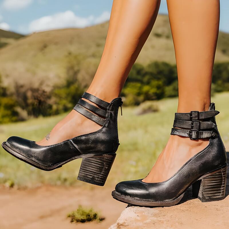 Women's Comfortable Stylish Block Heel Ankle Strap Shoes Chic Casual Spring Everyday Elegant – Zina