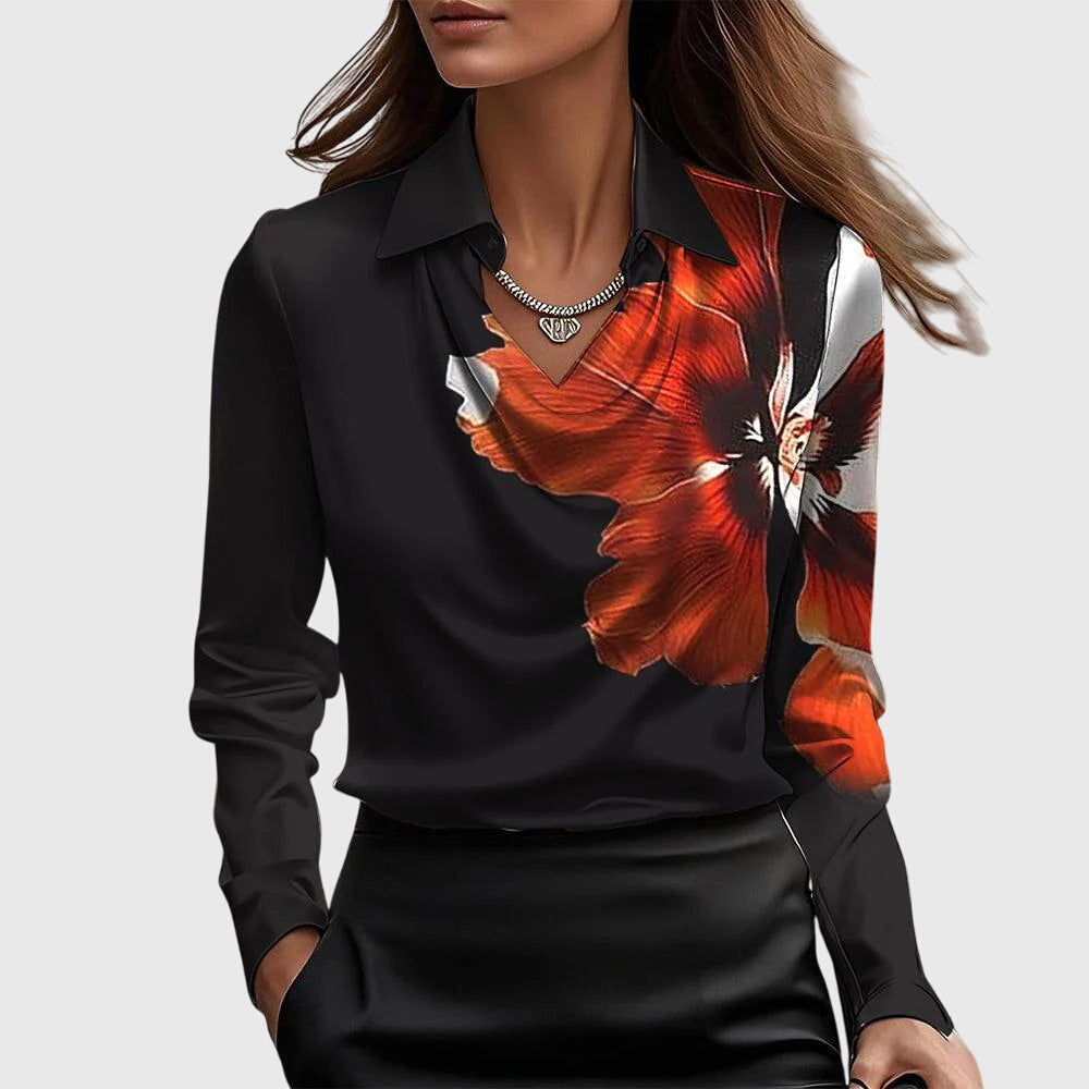 Women's Elegant Satin Blouse Cowl Neck Long Sleeve Luxe Shine Flowing Fit Casual Chic – Brooklyn