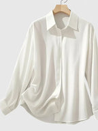 Women's Elegant Button-Down Collar Top Long Sleeve Relaxed Fit Versatile Casual Chic – Melvaya
