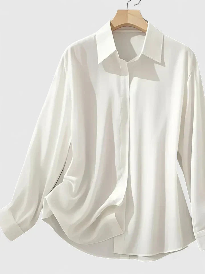 Women's Elegant Button-Down Collar Top Long Sleeve Relaxed Fit Versatile Casual Chic – Melvaya