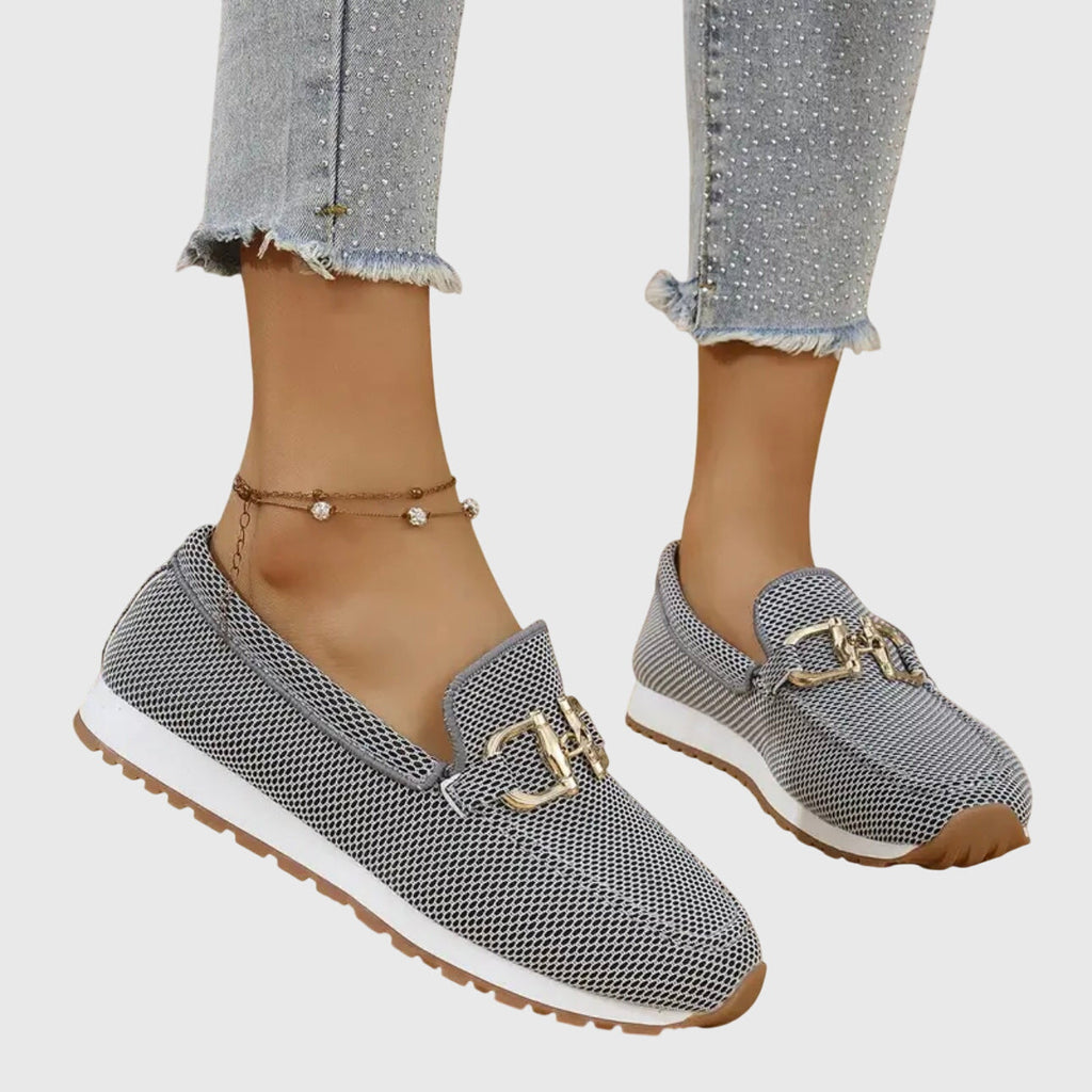 Women's Breathable Loafers Gold Horsebit Detail Lightweight Slip-On – Susana