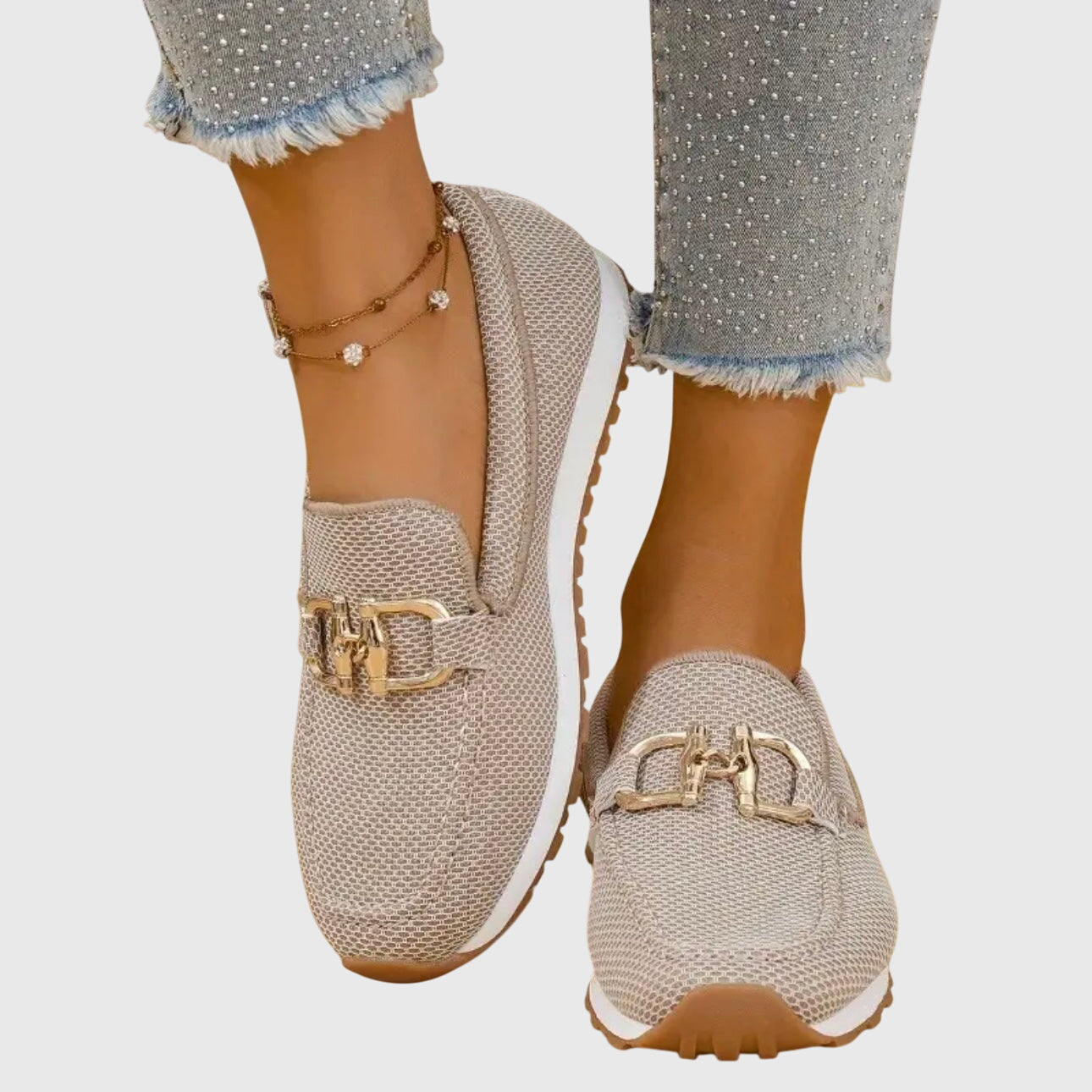 Women's Breathable Loafers Gold Horsebit Detail Lightweight Slip-On – Susana