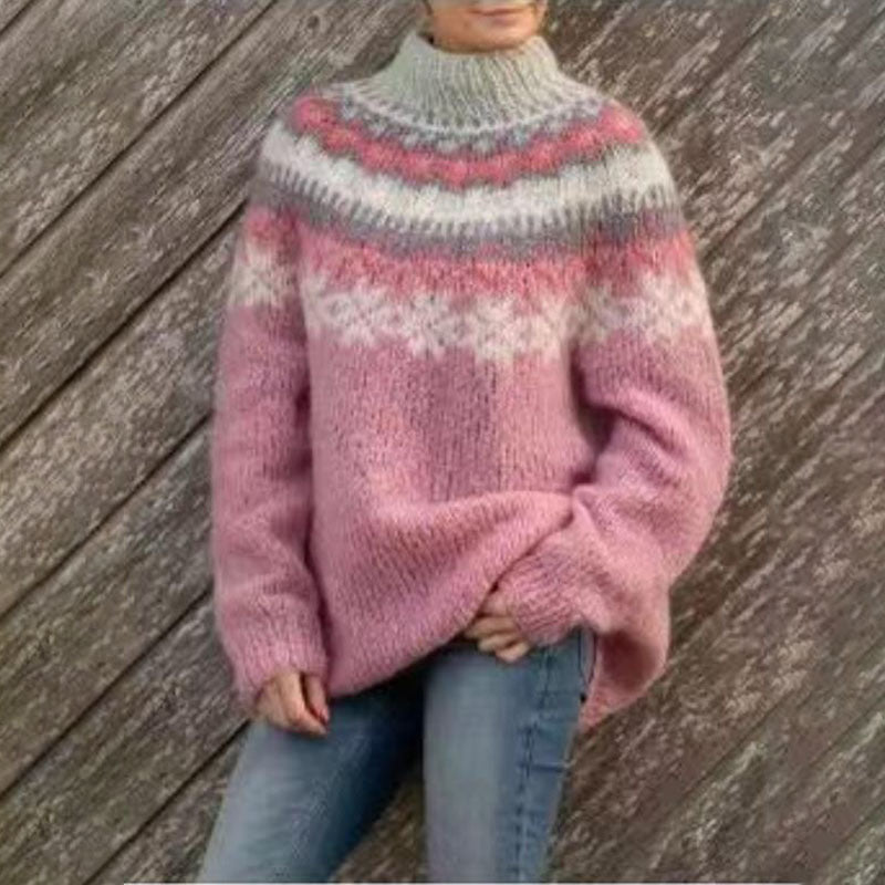 Women's Winter Nordic Pattern Sweater Relaxed Fit Cozy Knit Fairisle Warm Casual Pullover – Dana