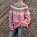 Women's Winter Nordic Pattern Sweater Relaxed Fit Cozy Knit Fairisle Warm Casual Pullover – Dana
