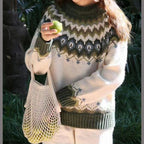 Women's Winter Nordic Pattern Sweater Relaxed Fit Cozy Knit Fairisle Warm Casual Pullover – Dana