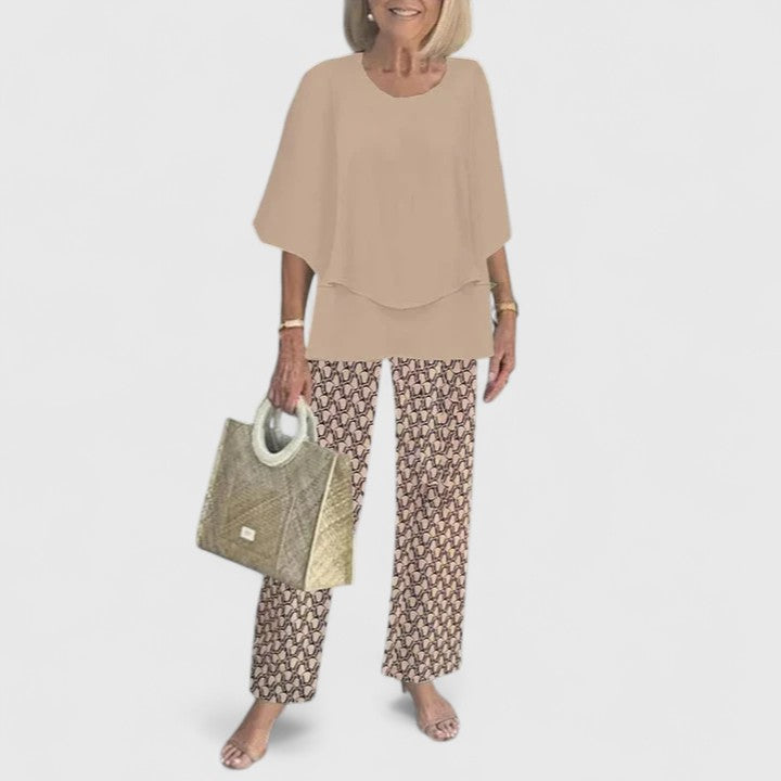 Women's Sophisticated Two-Piece Set Relaxed Blouse Wide-Leg Pants Casual Elegant Everyday – Martha