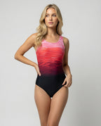 Women's One-Piece Sports Swimsuit Quick-Dry Open Back Crossed Straps Round Neck Athletic Beach