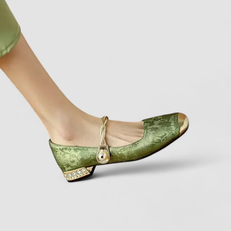 Women's Mary Jane Shoes Block Heel Shimmer Strap Vintage Elegant – Chrystahn