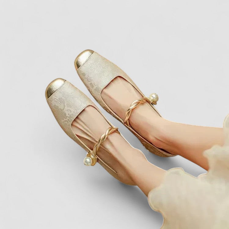 Women's Mary Jane Shoes Block Heel Shimmer Strap Vintage Elegant – Chrystahn