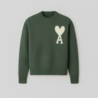 Women's Oversized Heart Ace Logo Knit Sweater Casual Everyday Cozy Streetwear Smart Casual Gift – Anely Cream Black Green
