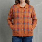 Women's Retro Check Plaid Flannel Shirt Jacket Casual Everyday Fall Winter Cozy Outdoor Streetwear – Vivienne Orange Blue Red
