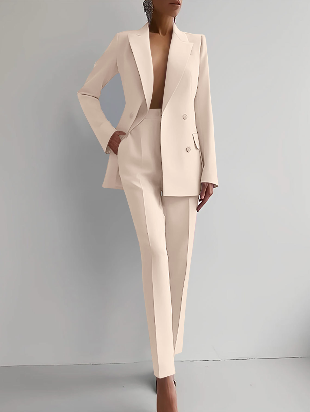 Women's Elegant Tailored Suit Blazer & Pants Set Formal Business Meeting Wedding Guest Ceremony Evening Party – Eleonor