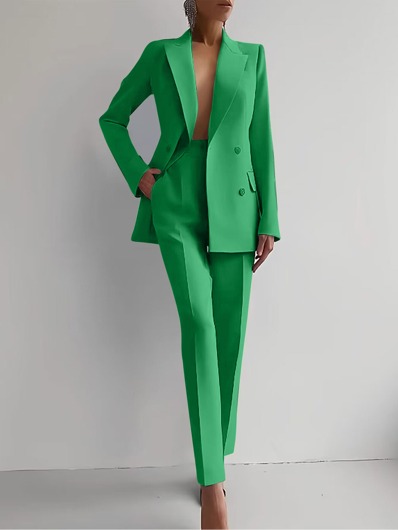 Women's Elegant Tailored Suit Blazer & Pants Set Formal Business Meeting Wedding Guest Ceremony Evening Party – Eleonor