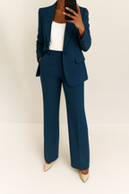 Women's Two-Piece Suit Tailored Blazer Wide-Leg Pants Elegant Relaxed Fit Casual Formal – Julie