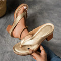 Women's Heeled Slippers Open Toe Ankle Strap Cushioned Support Casual Elegant – Marilyn