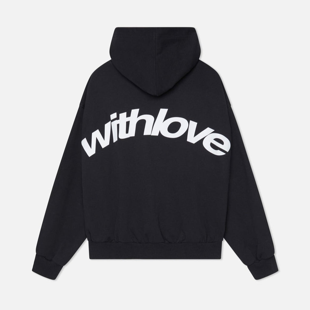 Women's Oversized Hoodie With Love Graphic Print Fleece Streetwear Casual Everyday Sweatshirt – Black