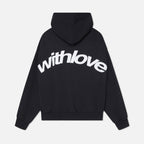 Women's Oversized Hoodie With Love Graphic Print Fleece Streetwear Casual Everyday Sweatshirt – Black