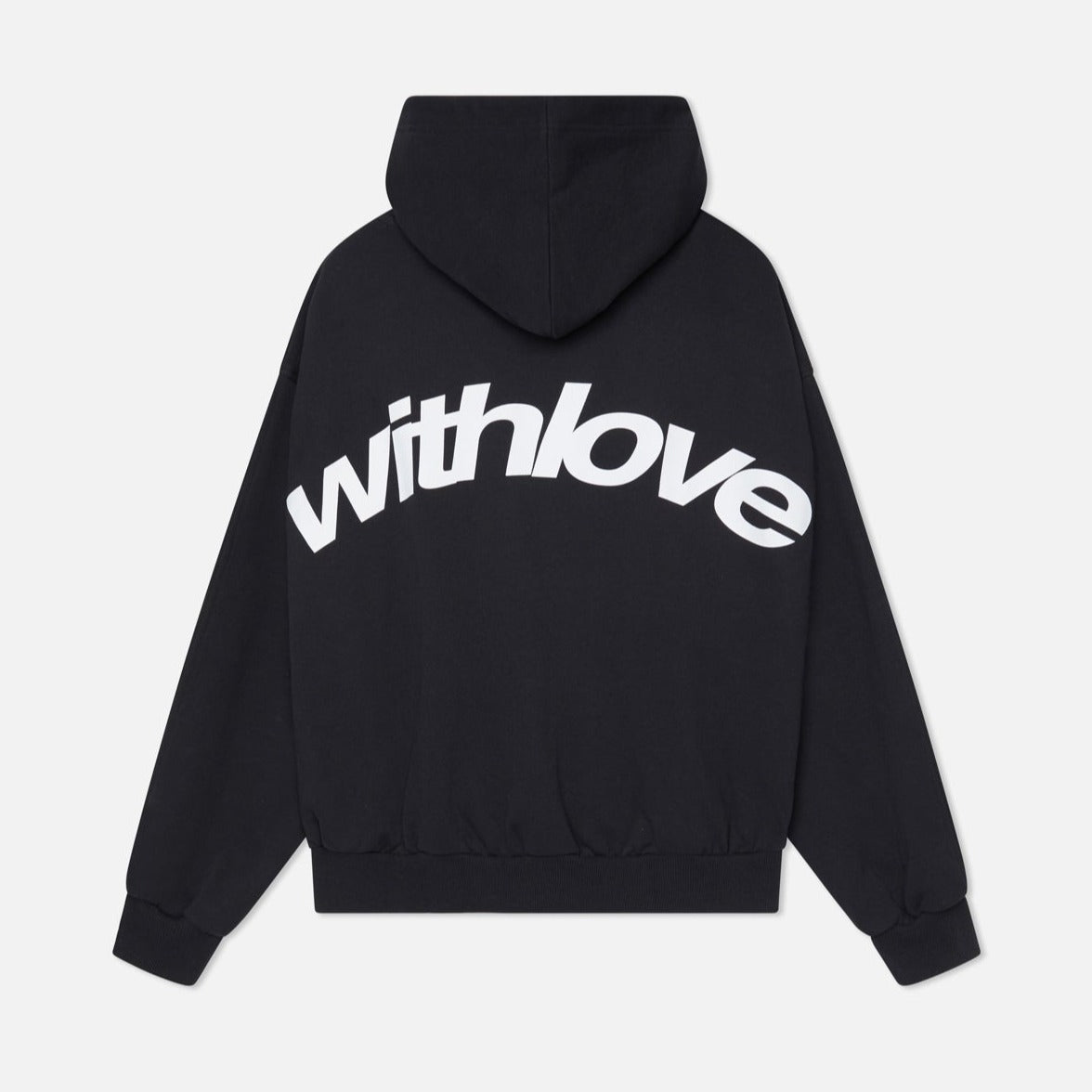 Women's Oversized Hoodie With Love Graphic Print Fleece Streetwear Casual Everyday Sweatshirt – Black