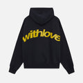 Women's Oversized Hoodie With Love Graphic Print Fleece Streetwear Casual Everyday Sweatshirt – Black