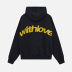 Women's Oversized Hoodie With Love Graphic Print Fleece Streetwear Casual Everyday Sweatshirt – Black