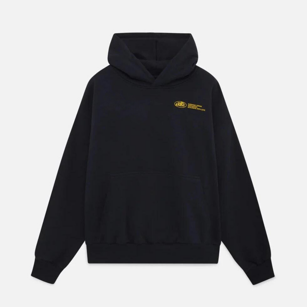 Women's Oversized Hoodie With Love Graphic Print Fleece Streetwear Casual Everyday Sweatshirt – Black