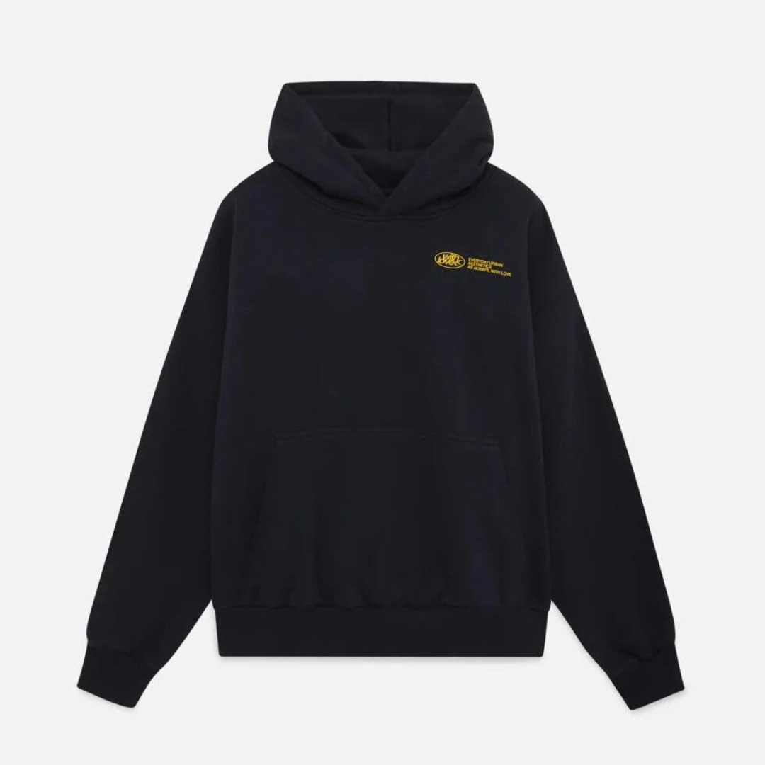 Women's Oversized Hoodie With Love Graphic Print Fleece Streetwear Casual Everyday Sweatshirt – Black