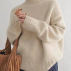 Women's Cashmere Turtleneck Sweater Soft Cozy Relaxed Fit Warm Casual Elegant Winter – Beige