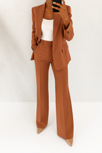 Women's Two-Piece Suit Tailored Blazer Wide-Leg Pants Elegant Relaxed Fit Casual Formal – Julie