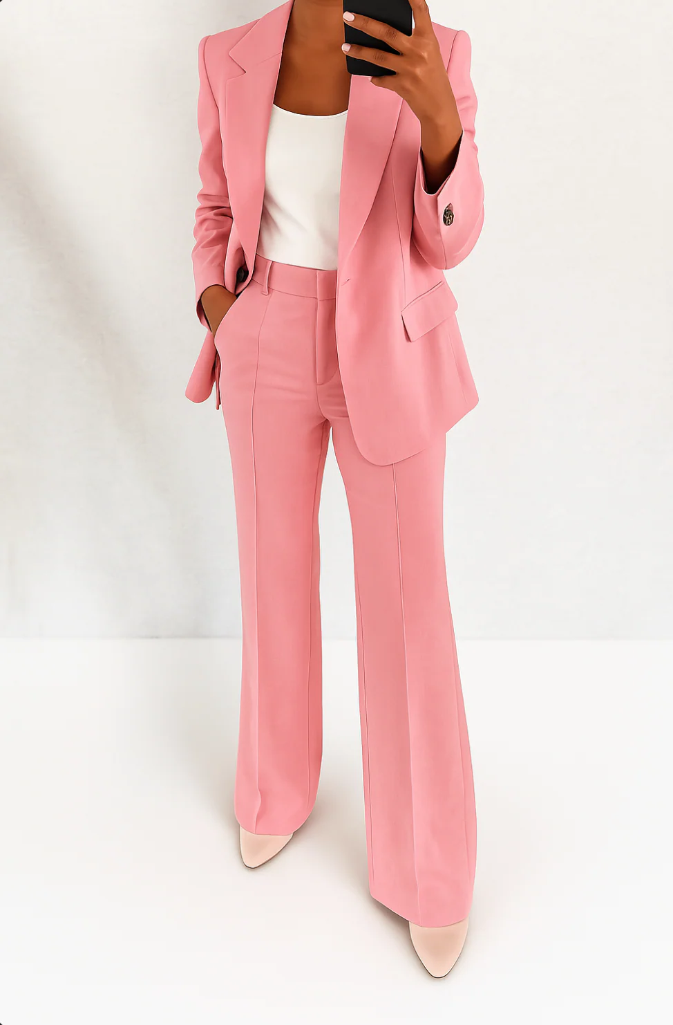 Women's Two-Piece Suit Tailored Blazer Wide-Leg Pants Elegant Relaxed Fit Casual Formal – Julie