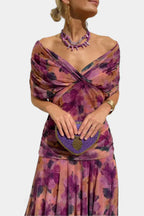 Women's Flowing Floral Long Dress Off-Shoulder V-Neck Formal Elegant Wedding Guest Casual – Lilly