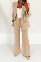 Women's Two-Piece Suit Tailored Blazer Wide-Leg Pants Elegant Relaxed Fit Casual Formal – Julie