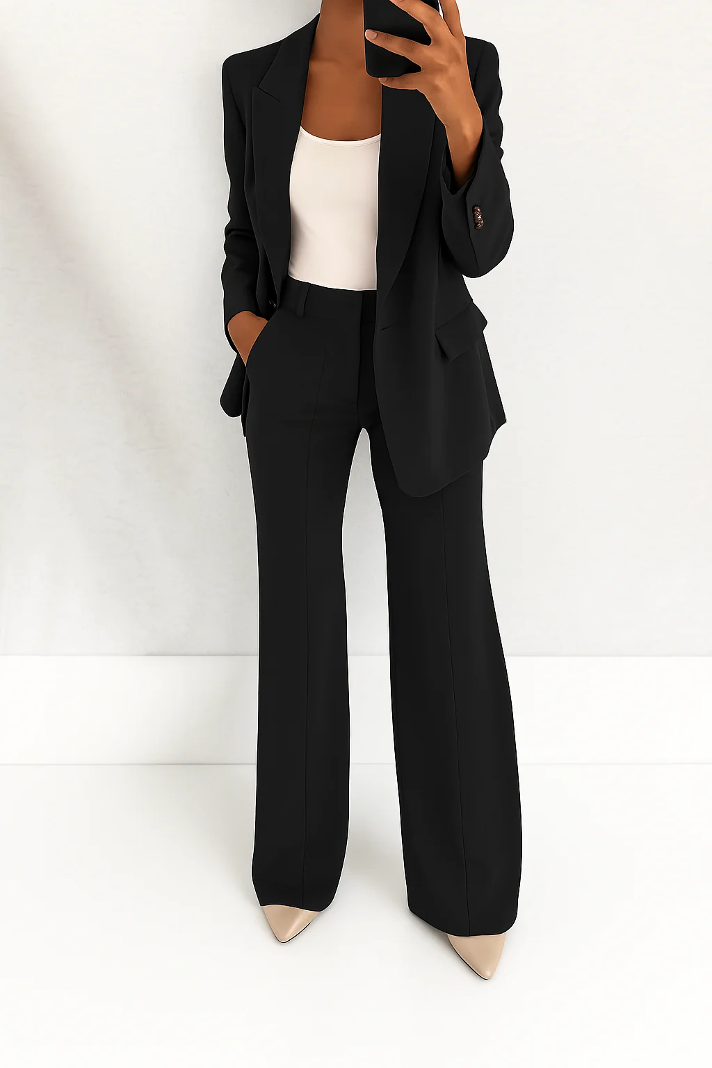 Women's Two-Piece Suit Tailored Blazer Wide-Leg Pants Elegant Relaxed Fit Casual Formal – Julie