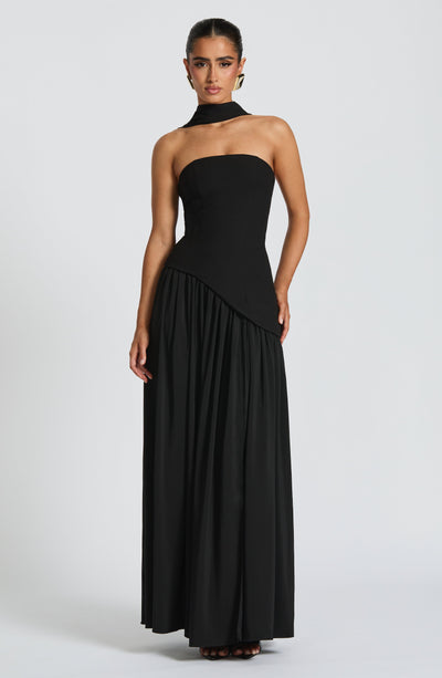 Women's Elegant Strapless Maxi Dress Fitted Slit Formal Party Wedding Guest Sophisticated – Mya