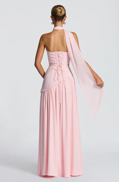 Women's Elegant Strapless Maxi Dress Fitted Slit Formal Party Wedding Guest Sophisticated – Mya