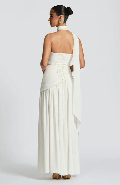 Women's Elegant Strapless Maxi Dress Fitted Slit Formal Party Wedding Guest Sophisticated – Mya