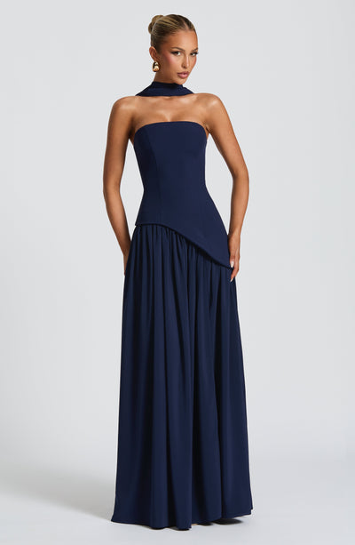 Women's Elegant Strapless Maxi Dress Fitted Slit Formal Party Wedding Guest Sophisticated – Mya