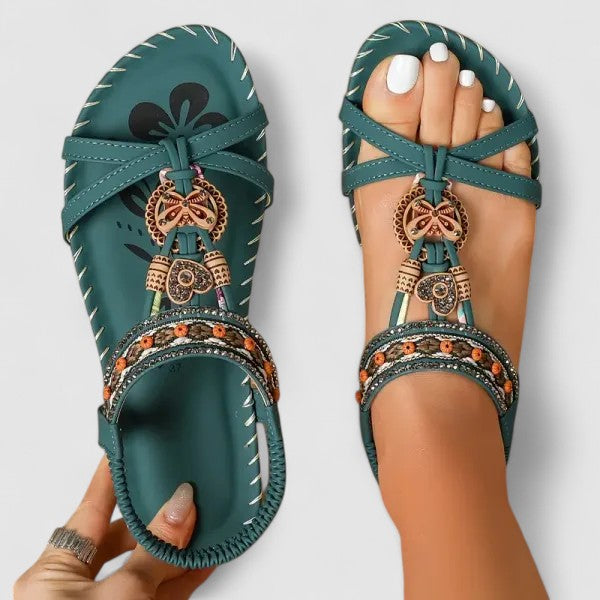 Women's Flat Sandals Stability Sole Heel Cap Smart Toe Box All-Day Comfort – Maryna