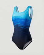 Women's One-Piece Sports Swimsuit Quick-Dry Open Back Crossed Straps Round Neck Athletic Beach