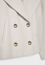 Women's Short Double-Breasted Jacket Lapel Collar Button Placket Casual Chic Cropped Coat – Heidi