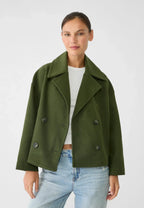 Women's Short Double-Breasted Jacket Lapel Collar Button Placket Casual Chic Cropped Coat – Heidi