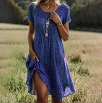 Women's Boho Chic Midi Wrap Dress Floral Print V-Neck Short Sleeve Casual Summer Vacation Beach – Joanne