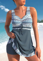 Women's Quick-Dry Swimsuit Heart Neckline Wide Straps Skirt Overlay Nylon Elastane Beach Stylish