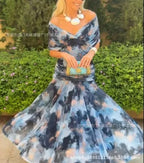 Women's Flowing Floral Long Dress Off-Shoulder V-Neck Formal Elegant Wedding Guest Casual – Lilly