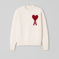 Women's Oversized Heart Ace Logo Knit Sweater Casual Everyday Cozy Streetwear Smart Casual Gift – Anely Cream Black Green