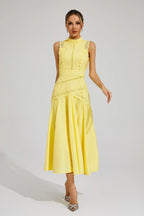 Women's Sleeveless Lace Midi Dress Wedding Guest Summer Formal Elegant Structured Daytime – Olivia