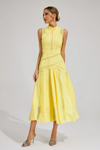 Women's Sleeveless Lace Midi Dress Wedding Guest Summer Formal Elegant Structured Daytime – Olivia