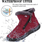 Women's Waterproof Snow Boots Faux Fur Lined Side Zipper Ankle Winter Cold Weather