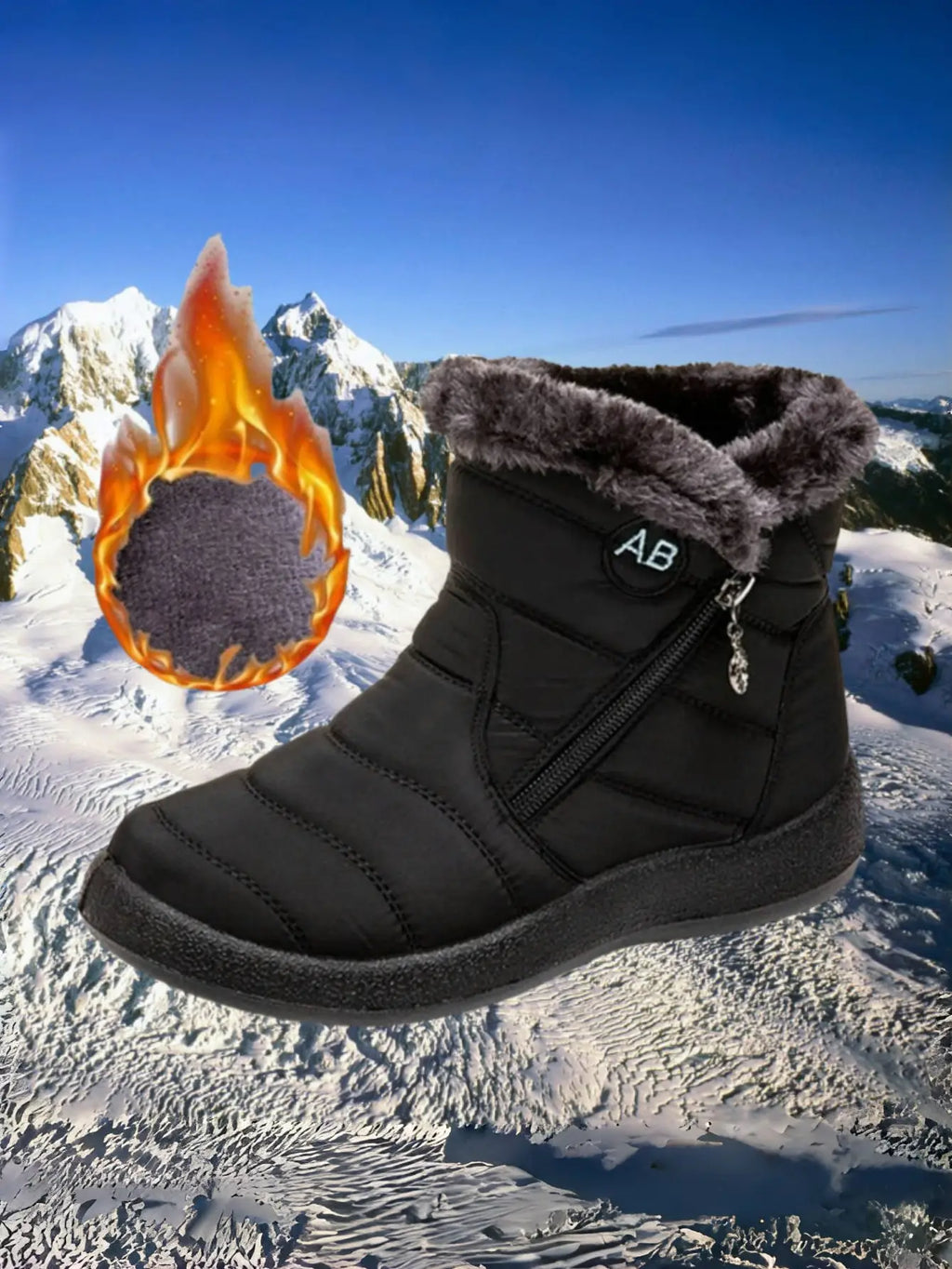 Women's Waterproof Snow Boots Faux Fur Lined Side Zipper Ankle Winter Cold Weather