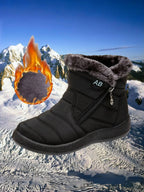 Women's Waterproof Snow Boots Faux Fur Lined Side Zipper Ankle Winter Cold Weather